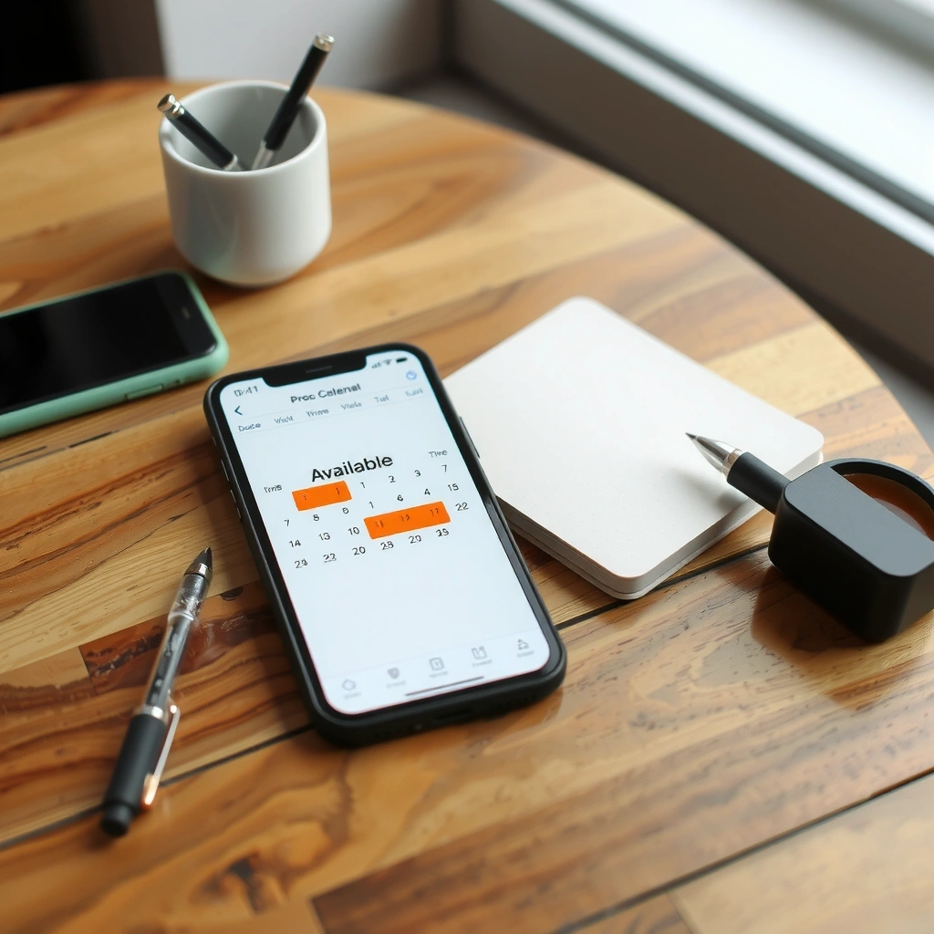 Smartphone mit Kalender für Terminvereinbarung